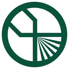 A green circular logo with geometric lines creating abstract shapes in the left half and radiating lines in the lower right, resembling rays or beams.