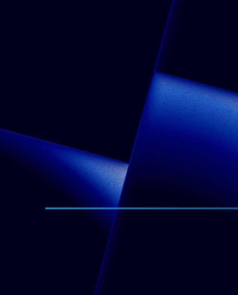 Abstract image featuring intersecting dark blue and black geometric shapes with gradients and a thin horizontal light blue line near the bottom. The design has a modern, minimalist aesthetic.
