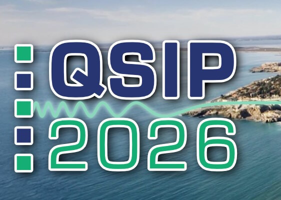 QSIP 2026 text over a scenic coastal background with blue sea, distant land, and green wave graphic running through the text.