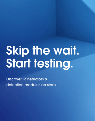 Text reading: Skip the wait. Start testing. Discover IR detectors & detection modules on stock.