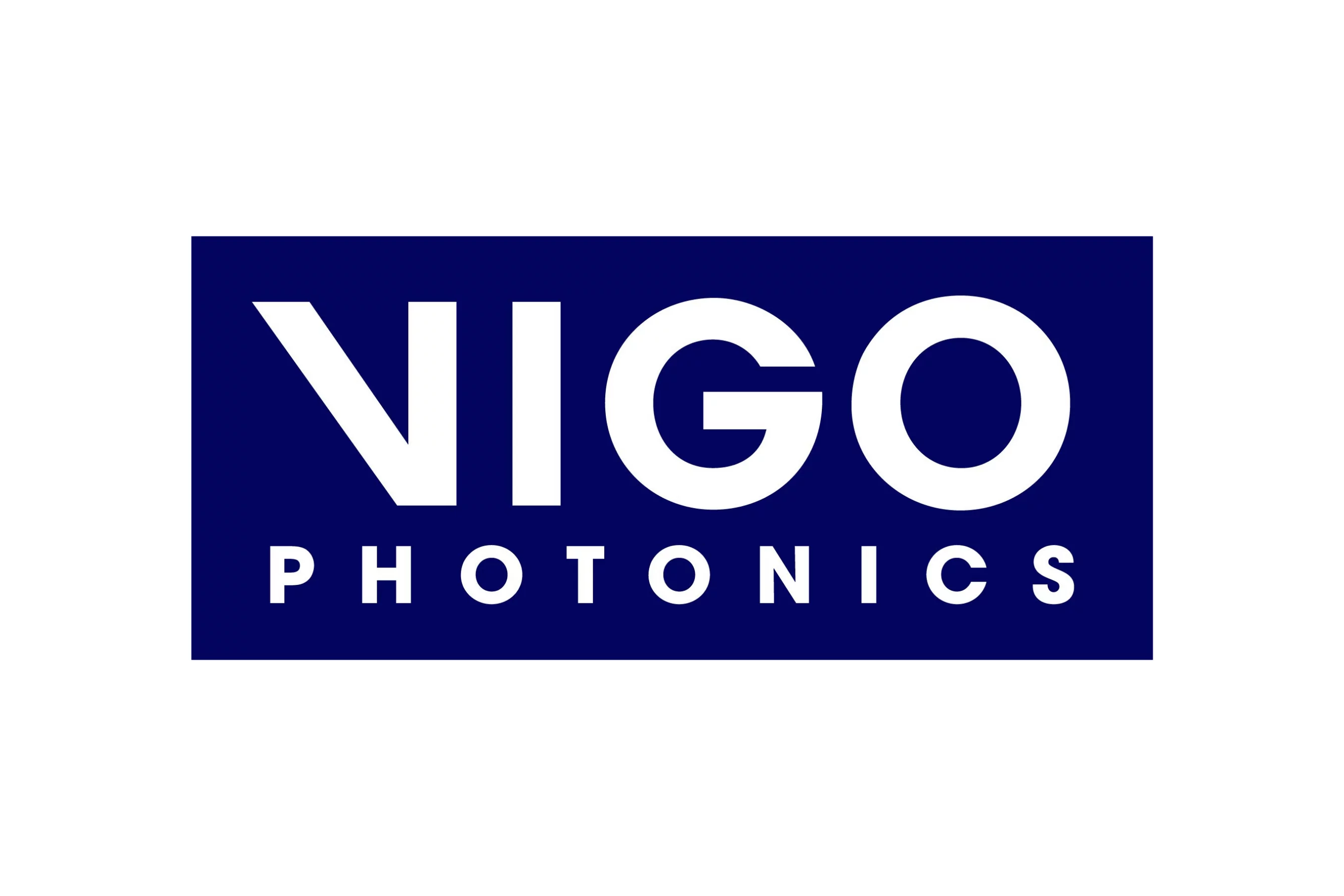 Logo with the text "VIGO PHOTONICS" in bold, white letters on a dark blue rectangular background.