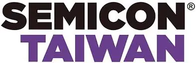 The image shows the logo for SEMICON Taiwan. SEMICON is written in large black letters above TAIWAN, which is written in large purple letters.